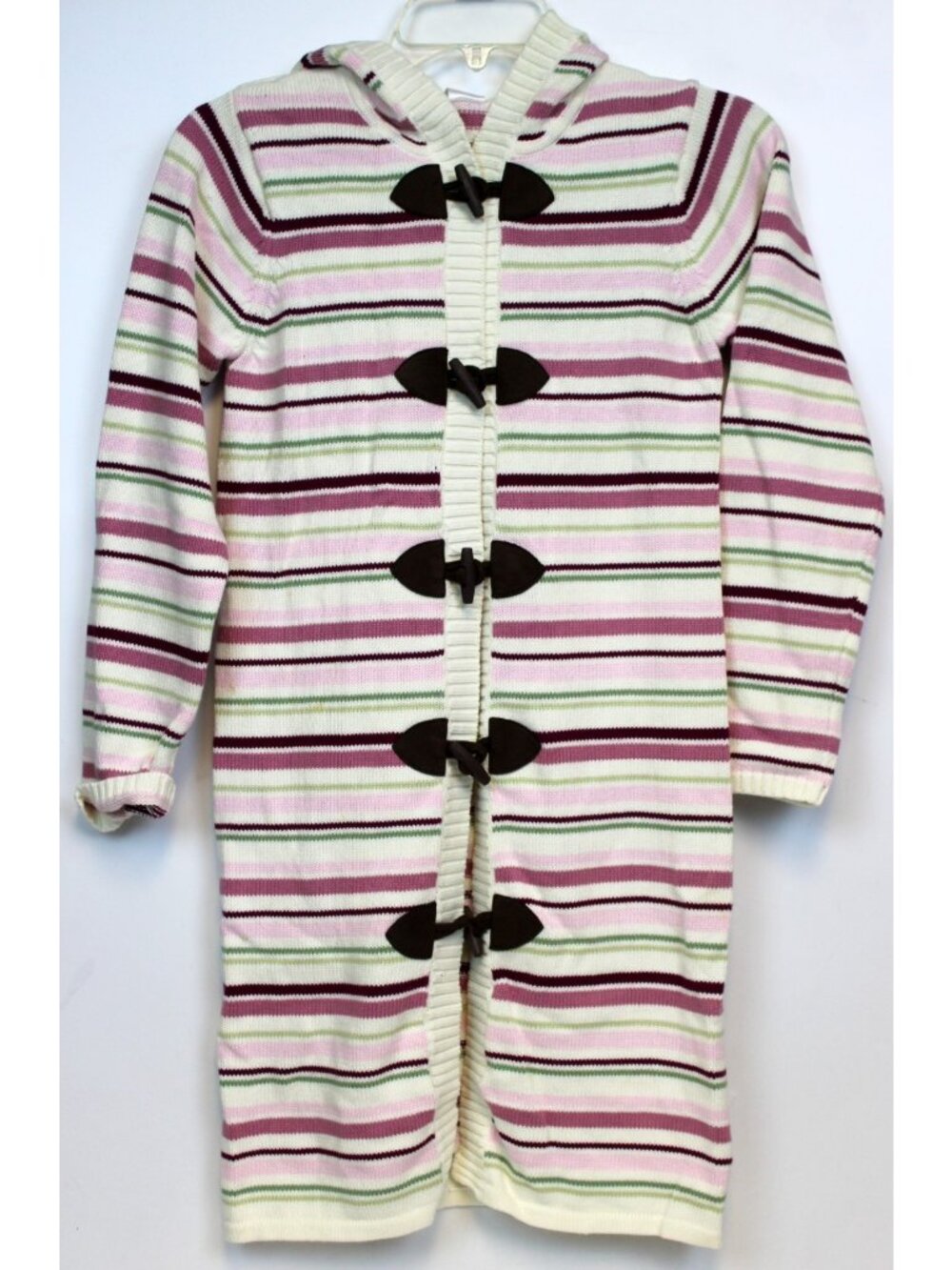2005 Gymboree Winter Princess Long Cardigan Sweater Hoodie Duster Striped sz 12